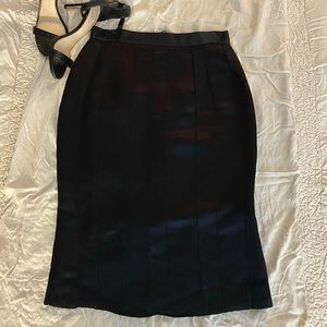 Lanvin Black Satin Pencil Skirt